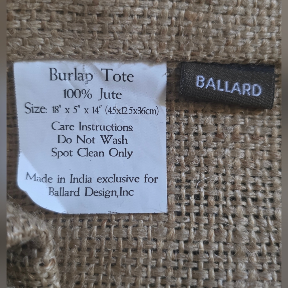 Ballard Designs Burlap Tote - Picture 2 of 2